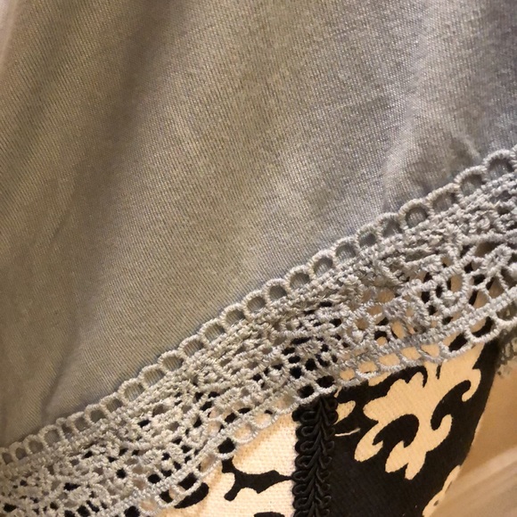 Xhilaration flutter sleeve high ruffle neck upper bodice tucking and crochet hem - Picture 6 of 11